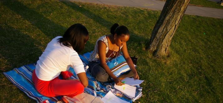 Students Studying Outside with Books